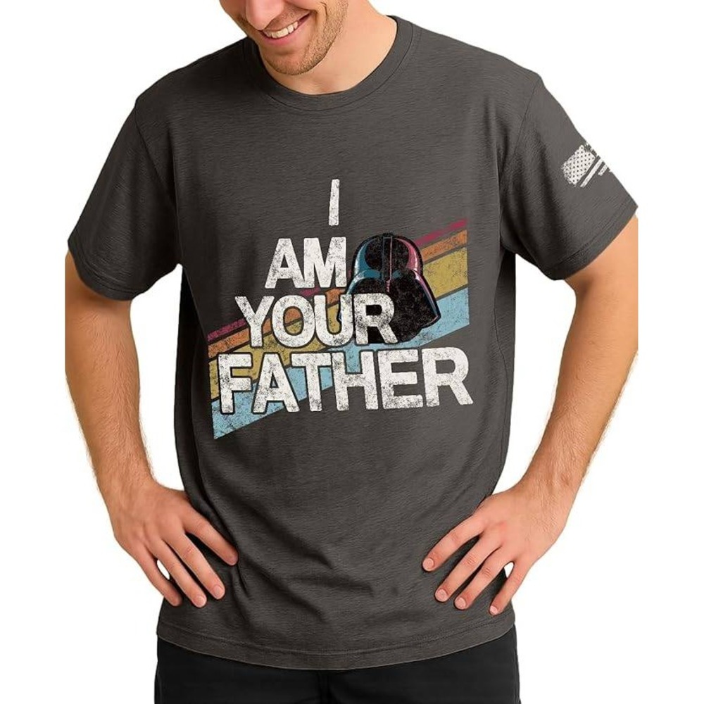 Flafens Mens I Am Your‎ Father Star Wars Graphic Tee Heather Charcoal Grey NEW